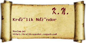 Králik Nándor névjegykártya