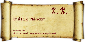 Králik Nándor névjegykártya